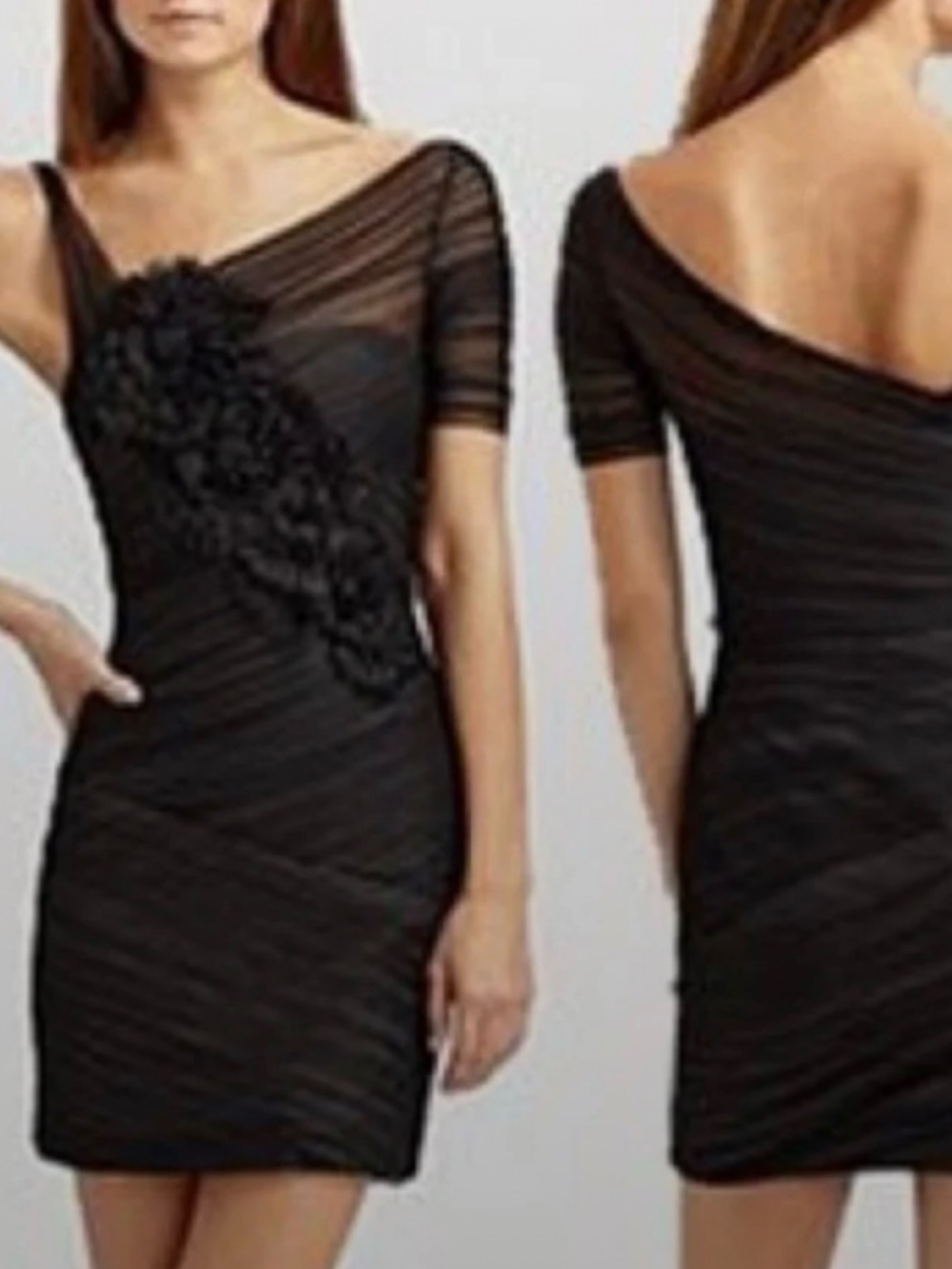 BCBG Black one shoulder evening dress NWT